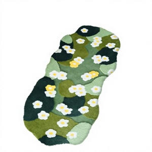 Tapis de bain modernes en forme de feuille de mousse verte, doux, antidérapants, lavables et absorbants, pour la maison et l'hôtel - Product Image 4