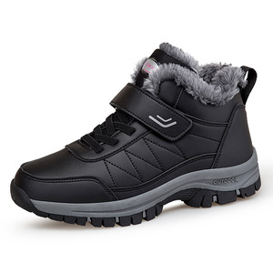 Bottes chaudes pour hommes, bottes de neige à bout rond, doublées de fourrure, antidérapantes, semelle extérieure en caoutchouc, tige synthétique, taille 47 48 - Product Image 5