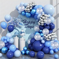 Nouvelles tendances élégant bleu et argent joyeux anniversaire ballons pour événement décorations de fête de remise des diplômes ballon guirlande arc Kit