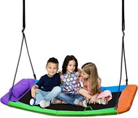 Ensemble de balançoires rectangulaires modernes en tissu avec coussin imperméable pour meubles d'extérieur dans la cour et le parc