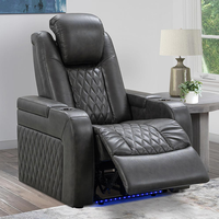 CY Promotion Chaise de cinéma inclinable électrique en cuir véritable, design moderne, en bois massif, pour home cinéma, avec table pour ordinateur portable, idéale pour la salle de sport