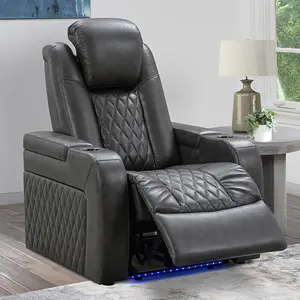 CY-Asientos de cine en casa de diseño moderno, sillón reclinable de cuero genuino para cine en casa, con mesa para ordenador portátil, gran oferta