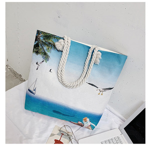 Quantité minimale de commande bas automne chat toile plage sacs en plastique pour plages femmes fourre-tout sac à provisions - Product Image 5