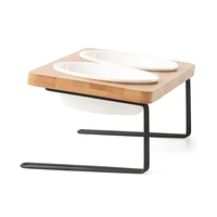Bol en céramique surélevé chat 15 plats d'alimentation surélevés inclinés support d'eau en bois massif ensemble de bols en céramique sûrs