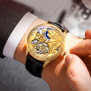 Orologio Meccanico Automatico da Uomo Fenyi, Nuovo Modello in Vera Pelle con Chiusura a Farfalla, Impermeabile, Luminoso, con Quadrante Tigre Dorato - Product Image 2