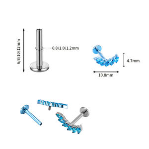 5 ए ज़िरकॉन छह मार्क्विज-आकार वाली भेदी गहने एस्टम f136 चिकित्सा-ग्रेड टाइटेनियम मिश्र धातु एडाज़्ड रंग बदलने वाले कान स्टड - Product Image 4