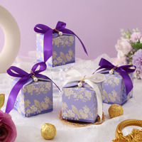 Nouvelle boîte à bonbons de mariage style français, motif floral et oiseaux, feuilles florales, boîte carrée en papier vide, petite boîte de fiançailles de qualité alimentaire