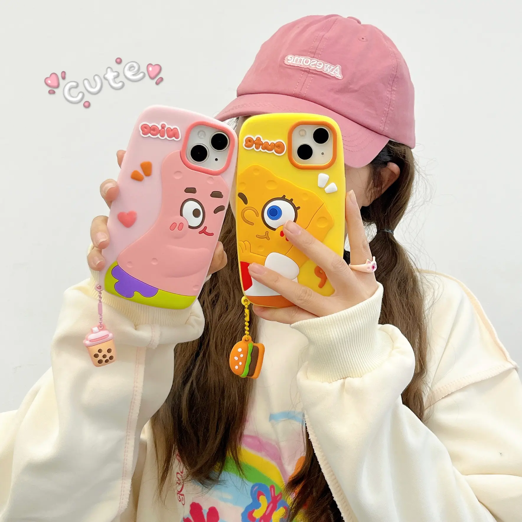 SpongeBob trường hợp điện thoại cho Iphone 15 14 Pro Max phim hoạt hình bìa cho Iphone 13 12 Silicone chống sốc Vỏ bảo vệ dễ thương mềm trường hợp