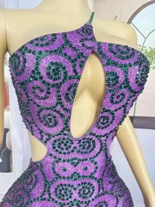 Costume da ballo Xinjiang sexy con strass scintillanti e design speciale, senza schienale, con bretelle, per cantanti, feste, club e spettacoli femminili - Product Image 5