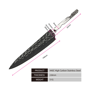 Lưỡi dao Nhật Bản Amber, chưa hoàn thiện, 8 inch, kiểu đầu bếp, màu đen, thép carbon cao, không kèm cán, dùng để tự chế tạo. - Product Image 2