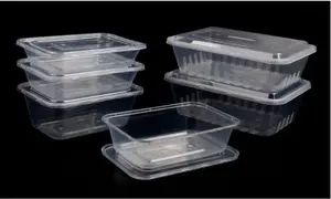 Takeaway Packaging Box Disposable Transparent Plastic Lunch Box Commercial 1000ML Fast Food Box With Lid