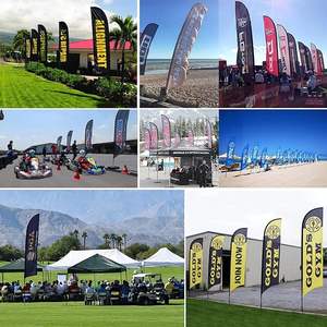 Drapeaux de plumes de vent de bienvenue pour les affaires à l'extérieur des bannières de drapeau de lame coudée publicitaire double face - Product Image 5