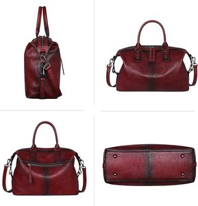 Red Royal Look Eco-Friendly Lichee Pattern Cross Body Tote Shoulder <b>Bag</b> for <b>Women</b> Made Genuine Leather Zipper Closure Custom - Product Image 4