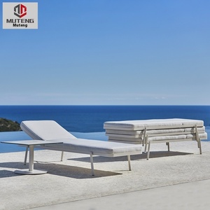 Moderno esterno reclinabile in metallo Casual sedia da spiaggia per Villa cortile giardino all'aperto piscina impermeabile crema solare - Product Image 2