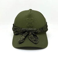 Casquette de baseball en coton personnalisable avec logo brodé, nœud floral en dentelle détachable, structurée, unisexe, à pois ethniques, respirante