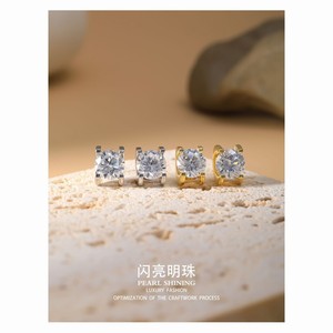 Classic Zircon <b>Necklace</b> Set 2ct Claw Setting Gold Tone Clavicle Chain Jewelry Gift Fashion - Product Image 3