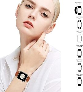 Compatible con <span class=keywords><strong>Apple</strong></span> <span class=keywords><strong>Watch</strong></span> Band Reemplazo de correa de cuero genuino para IWatch Series Ultra/Ultra 2 9 8 7 6 5 4 3 2 1 <span class=keywords><strong>SE</strong></span> Hombres Mujeres - Product Image 5