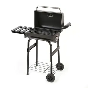 Built-in temperature gauge Barrel Charcoal Smoker BBQ Barbecue Grills with wheels for Outdoor Backyard