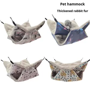 <span class=keywords><strong>Cama</strong></span> Cuadrada para Mascotas Pequeñas, Tipo Hamaca, de <span class=keywords><strong>Doble</strong></span> Capa, con Estampado, de Felpa de Coral Ecológica, Cálida para Invierno, para Gliders - Product Image 2