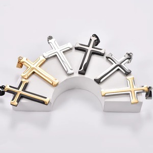 Collar con colgante de cruz, collar de acero inoxidable con dijes religiosos de oración para hombres y mujeres, regalo de joyería - Product Image 4