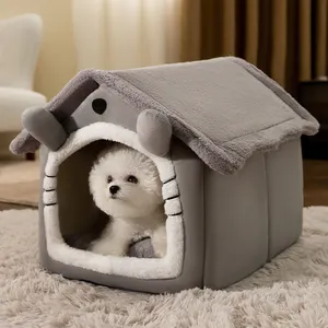 Fast Shipping Wholesale Manufacturer Velvet Plush Dog House All Season Soft Indoor Cat Home Cave Luxury Pet Bed