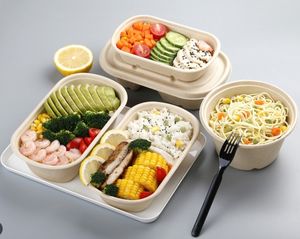 9X3.1英寸外卖大型聚乳酸衬里铰链容器可堆肥，由每年可再生和天然纤维制成 - Product Image 4