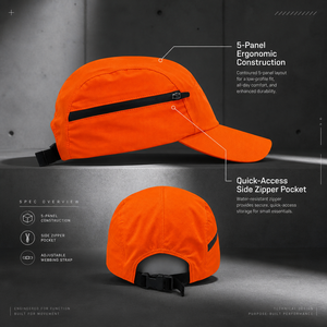 Cappello a 5 Pannelli Arancione con Tasche Laterali Personalizzate, Leggero, per Pesca e Corsa, Fornitura Diretta - Product Image 2