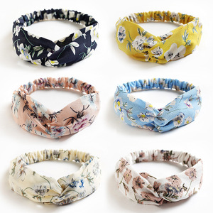 Diadema frontal con estampado de puntos, <span class=keywords><strong>rayas</strong></span>, cuadros y flores, estilo bohemio, cruzada y retorcida, duradera, casual, para decoración del cabello - Product Image 1