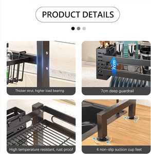 Home Items Organizer Double Tier Stainless Steel Multifunction Non-Folding Standing Type <b>Dish</b> Drainer Sink <b>Dish</b> Storage <b>Rack</b> - Product Image 4