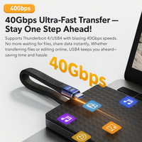 USB 4 Câble Portable Porte-clés 240W USB C vers Type C Câble 40Gbps Transfert de Données Thunderbolt 3 8K60Hz Affichage Vidéo pour iPhone 16