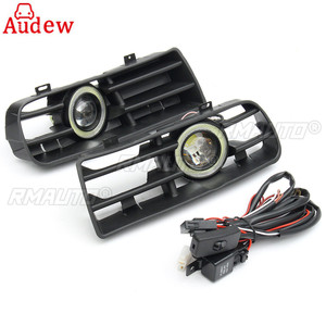1Pair <b>LED</b> Fog <b>Lights</b> Angel Eyes Lamp Car Front Bumper Grille Grill Cover With <b>Wire</b> Kit for VW Golf MK4 98-04 - Product Image 1