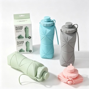 Garrafa de Água de Silicone Dobrável, Livre de BPA, Reutilizável, Garrafa de Bebida Portátil, Copo de Viagem de Silicone com Tampa - Product Image 1
