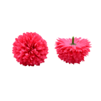 Bunga Krisan Pompon Buatan Baru, Kepala Bunga Daisy Ping Pong Buatan Tangan untuk Pesta Pernikahan