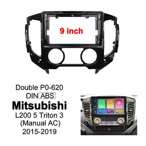 Double Din 9 Inch Gps Navigation Xe Fascia Giấy Phép Mảng Khung Panels Đối Với Mitsubishi L200 5 Triton 3 Manual AC 2015-2019