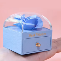 Boîte de rangement de bijoux élégante et tendance, boîte à bijoux individuelle pour bague et collier, boîte à tiroir pour rose fraîche, style macaron