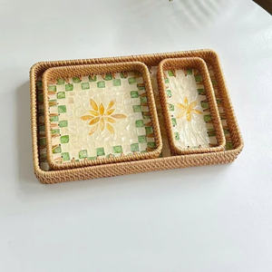 Bandeja de Servicio de Mimbre Natural Ecológica Hecha a Mano al por Mayor, Cesta Decorativa de Diseño Moderno, Calidad Comercial para Hoteles - Product Image 6