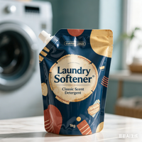 Pochette souple personnalisée avec logo imprimé OEM, en matériau laminé de qualité, pour détergent liquide, avec bec verseur, format stand-up