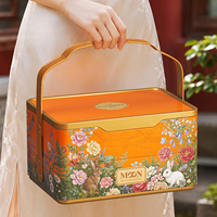 Boîte cadeau de 8 gâteaux de lune en métal à double couche, panier en fer blanc pour la fête de la mi-automne, emballage cadeau élégant pour les fêtes