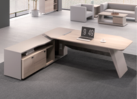 Scrivania Direzionale con Telaio in Alluminio, Scrivania Esecutiva ad Altezza Regolabile per Ufficio del CEO