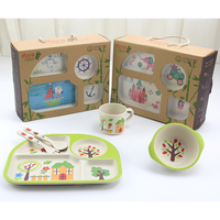 Ensemble de 5 bols amusants et mignons en fibre de bambou pour enfants, écologiques, sans BPA, de qualité alimentaire