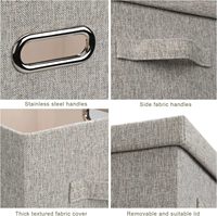 Kotak Penyimpanan Linen Lipat 15-inci yang Dapat Ditumpuk dengan Tutup Desain Modern Pengatur Pakaian untuk Sepatu dan Penggunaan Lemari