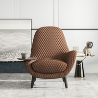 Fauteuil de détente Timberight moderne en tissu, à un seul accoudoir, inclinable, avec pieds en bois massif, adapté aux salons, hôtels et chambres à coucher