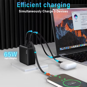 <span class=keywords><strong>Cargador</strong></span> Retráctil TKT 65W USB-C con Cable Tipo C, Bloque <span class=keywords><strong>de</strong></span> Carga Rápida PD 3.0, Enchufe Plegable y Cabezal <span class=keywords><strong>de</strong></span> Carga para <span class=keywords><strong>iPhone</strong></span> y Android - Product Image 3