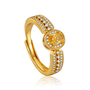 Bague en moissanite argentée couleur or champagne, bague d'index luxueuse de style ouvert plaquée or 18 carats, bijou polyvalent - Product Image 3