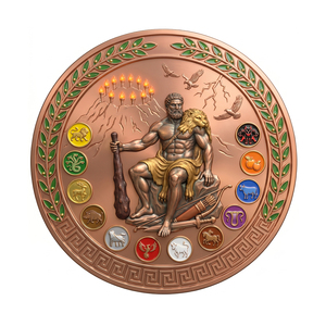 Medallón Legendario y Exquisito de 1 Troy Oz, 999 de Cobre Puro, con los 12 Trabajos de Hércules de la Mitología Griega y Runas de Dragón Nórdico en la Parte Posterior - Product Image 2