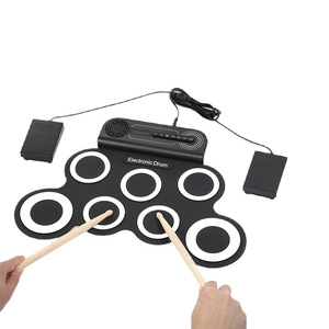 Ensemble de batterie électronique portable et pliable avec baguettes et pédales pour débutants, instrument de percussion de bureau, chargement USB - Product Image 5