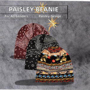 Logo personnalisé 100% coton <span class=keywords><strong>été</strong></span> Boho Chic Paisley Bandana Baggy Slouchy Beanie Chemo Hat pour hommes femmes broderie à la main Chic - Product Image 3
