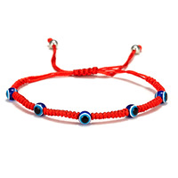 Mylove Ensemble de bracelets personnalisés en laiton, tressés avec cordon rouge, avec breloques œil turc bleu mexicain et main de Hamsa, réglables, vente en gros