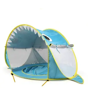 Blauwe Haai Strand Tent Zon Onderdak Met Zwembad 50 + Upf Uv Bescherming Pop Up Draagbare Zomer Outdoor Baby Tent