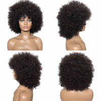 Perruque en cheveux humains vierges bouclés afro, pour femmes noires, 6-16 pouces, pleine densité, style afro naturel, fabriquée à la machine, dentelle HD sans colle